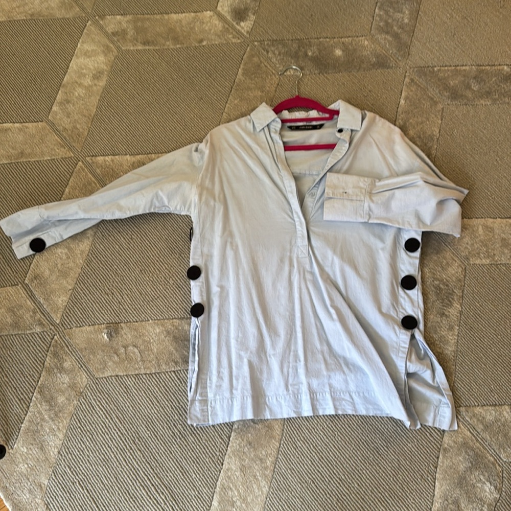 Zara Light Blue Button-Down Shirt size XS